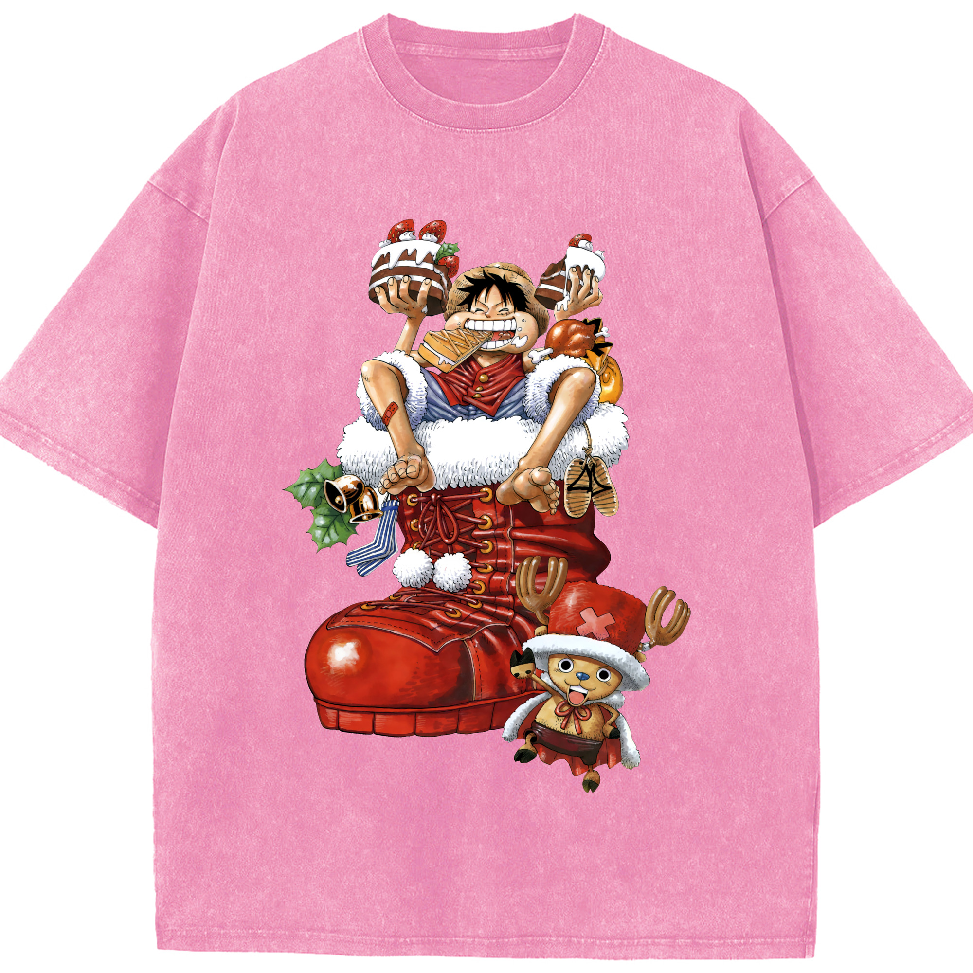 ワンピース モンキー・D・ルフィ ONE PIECE Monkey D. Luffy 綿100% ヴィンテージ風 半袖Tシャツ（フロントプリント）
